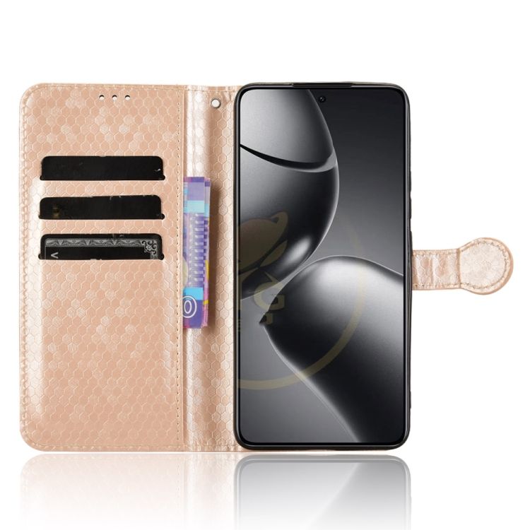 Peňaženkové puzdro Honeycomb Dot Texture Case zlaté – Xiaomi 14T | Kryty na mobil Kryty na mobil | Peňaženkové puzdro Honeycomb Dot Texture Case zlaté – Xiaomi 14T | Kryty na mobil