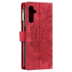 Kryty na mobil | Samsung Galaxy A16 4G/5G Peňaženkové puzdro Mandala zip case červené | Kryty na mobil