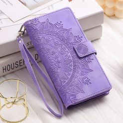 Kryty na mobil | Samsung Galaxy A16 4G/5G Peňaženkové puzdro Mandala zip case fialové | Kryty na mobil