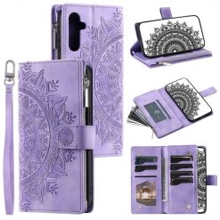 Kryty na mobil | Samsung Galaxy A16 4G/5G Peňaženkové puzdro Mandala zip case fialové | Kryty na mobil