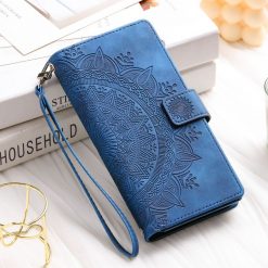 Kryty na mobil | Samsung Galaxy A16 4G/5G Peňaženkové puzdro Mandala zip case modré | Kryty na mobil