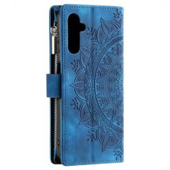 Kryty na mobil | Samsung Galaxy A16 4G/5G Peňaženkové puzdro Mandala zip case modré | Kryty na mobil