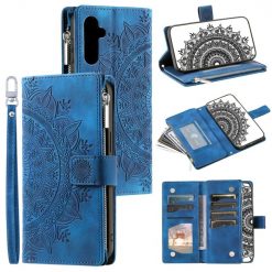 Kryty na mobil | Samsung Galaxy A16 4G/5G Peňaženkové puzdro Mandala zip case modré | Kryty na mobil