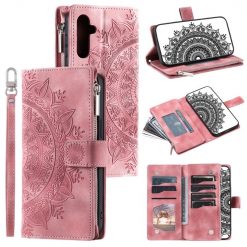 Samsung Galaxy A16 4G/5G Peňaženkové puzdro Mandala zip case ružové