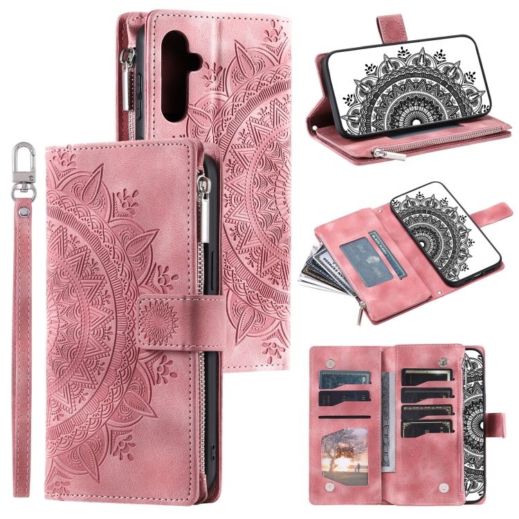 Samsung Galaxy A16 4G/5G Peňaženkové puzdro Mandala zip case ružové | Kryty na mobil Kryty na mobil | Samsung Galaxy A16 4G/5G Peňaženkové puzdro Mandala zip case ružové | Kryty na mobil