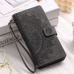 Kryty na mobil | Samsung Galaxy A16 4G/5G Peňaženkové puzdro Mandala zip case sivé | Kryty na mobil