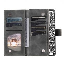 Kryty na mobil | Samsung Galaxy A16 4G/5G Peňaženkové puzdro Mandala zip case sivé | Kryty na mobil