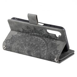 Kryty na mobil | Samsung Galaxy A16 4G/5G Peňaženkové puzdro Mandala zip case sivé | Kryty na mobil
