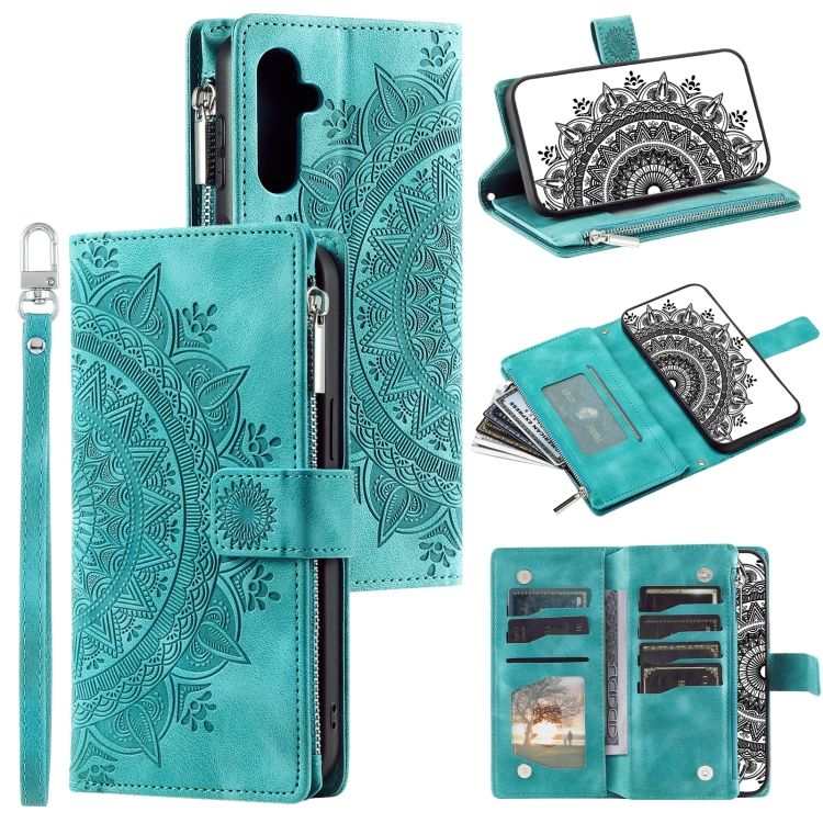 Samsung Galaxy A16 4G/5G Peňaženkové puzdro Mandala zip case zelené | Kryty na mobil Kryty na mobil | Samsung Galaxy A16 4G/5G Peňaženkové puzdro Mandala zip case zelené | Kryty na mobil