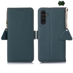 Kryty na mobil | Peňaženkové puzdro RFID Leather case zelené – Samsung Galaxy S24 FE | Kryty na mobil