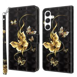 Kryty na mobil | Samsung Galaxy A16 4G/5G Knižkové puzdro Trendy Cross case Zlatý motýľ | Kryty na mobil