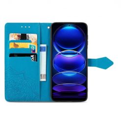 Kryty na mobil | Peňaženkové puzdro Embossing Pattern Mandala Flower modré – HMD Skyline | Kryty na mobil