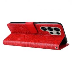 Peňaženkové puzdro Embossing Pattern Slnečnica červené – Samsung Galaxy S25 Ultra | Kryty na mobil Kryty na mobil | Peňaženkové puzdro Embossing Pattern Slnečnica červené – Samsung Galaxy S25 Ultra | Kryty na mobil