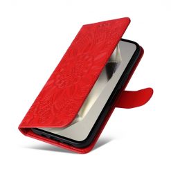 Peňaženkové puzdro Embossing Pattern Slnečnica červené – Samsung Galaxy S25 Ultra | Kryty na mobil Kryty na mobil | Peňaženkové puzdro Embossing Pattern Slnečnica červené – Samsung Galaxy S25 Ultra | Kryty na mobil