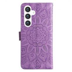 Kryty na mobil | Peňaženkové puzdro Embossing Pattern Slnečnica fialové – Samsung Galaxy S25+ (S25 Plus) | Kryty na mobil