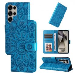 Peňaženkové puzdro Embossing Pattern Slnečnica modré – Samsung Galaxy S25 Ultra | Kryty na mobil Kryty na mobil | Peňaženkové puzdro Embossing Pattern Slnečnica modré – Samsung Galaxy S25 Ultra | Kryty na mobil