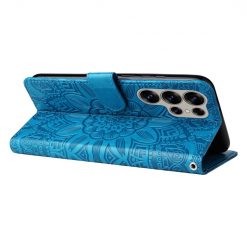 Peňaženkové puzdro Embossing Pattern Slnečnica modré – Samsung Galaxy S25 Ultra | Kryty na mobil Kryty na mobil | Peňaženkové puzdro Embossing Pattern Slnečnica modré – Samsung Galaxy S25 Ultra | Kryty na mobil