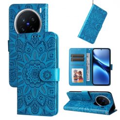 Peňaženkové puzdro Embossing Pattern Slnečnica modré – Vivo X200 Pro | Kryty na mobil Kryty na mobil | Peňaženkové puzdro Embossing Pattern Slnečnica modré – Vivo X200 Pro | Kryty na mobil