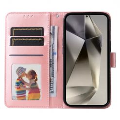 Kryty na mobil | Peňaženkové puzdro Embossing Pattern Slnečnica ružové – Samsung Galaxy S25 Ultra | Kryty na mobil