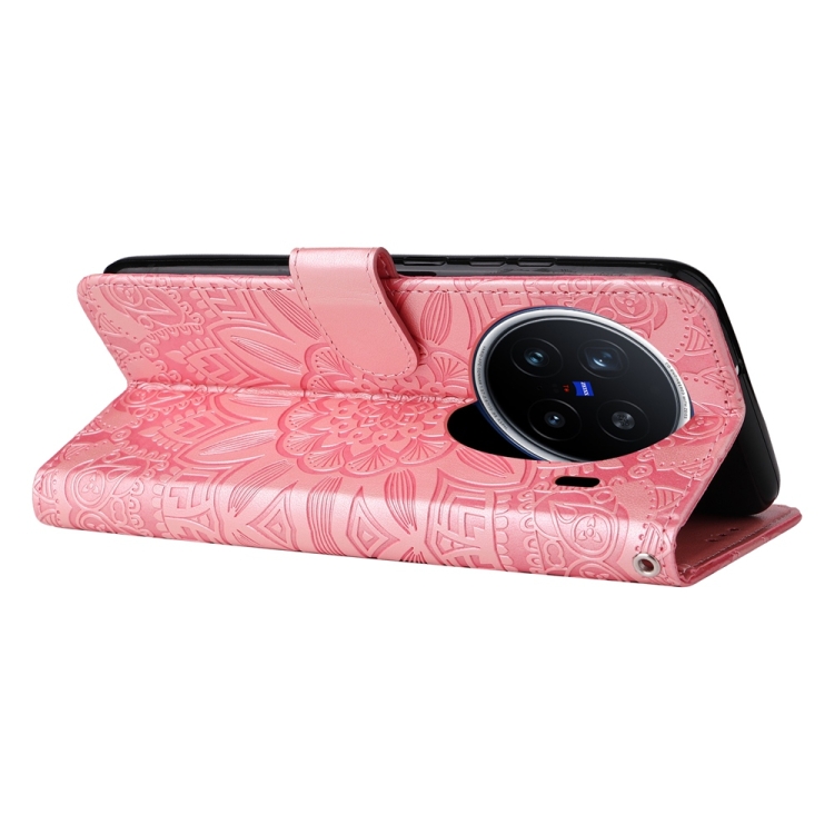 Peňaženkové puzdro Embossing Pattern Slnečnica ružové – Vivo X200 Pro | Kryty na mobil Kryty na mobil | Peňaženkové puzdro Embossing Pattern Slnečnica ružové – Vivo X200 Pro | Kryty na mobil