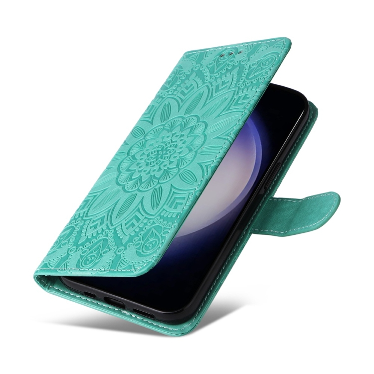 Peňaženkové puzdro Embossing Pattern Slnečnica zelené – Samsung Galaxy S25+ (S25 Plus) | Kryty na mobil Kryty na mobil | Peňaženkové puzdro Embossing Pattern Slnečnica zelené – Samsung Galaxy S25+ (S25 Plus) | Kryty na mobil