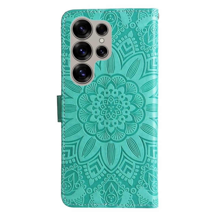 Peňaženkové puzdro Embossing Pattern Slnečnica zelené – Samsung Galaxy S25 Ultra | Kryty na mobil Kryty na mobil | Peňaženkové puzdro Embossing Pattern Slnečnica zelené – Samsung Galaxy S25 Ultra | Kryty na mobil