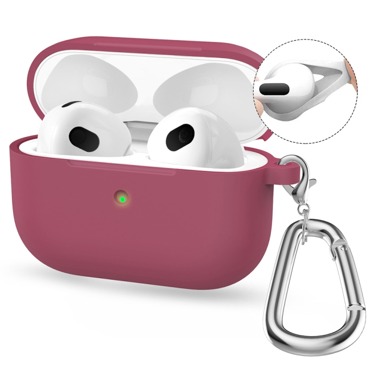 Silikónové puzdro Enkay Hook case bordové – Apple AirPods 4 | Kryty na mobil Kryty na mobil | Silikónové puzdro Enkay Hook case bordové – Apple AirPods 4 | Kryty na mobil
