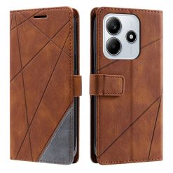 Kryty na mobil | Knižkové puzdro Rhombus hnedé – Xiaomi Redmi Note 14 5G | Kryty na mobil