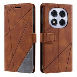 Kryty na mobil | Knižkové puzdro Rhombus hnedé – Xiaomi Redmi Note 14 Pro 5G | Kryty na mobil