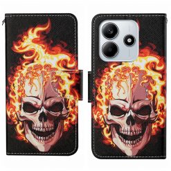 Kryty na mobil | Knižkové puzdro Trendy Cross case Lebka v ohni – Xiaomi Redmi Note 14 5G | Kryty na mobil