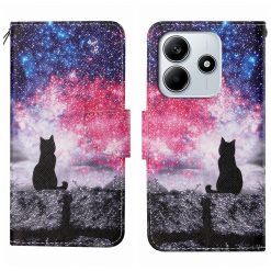 Kryty na mobil | Knižkové puzdro Trendy Cross case Mačka a vesmír – Xiaomi Redmi Note 14 5G | Kryty na mobil