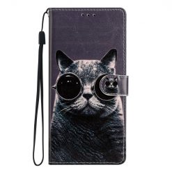 Knižkové puzdro Trendy Cross case Mačka s okuliarmi – Xiaomi Redmi Note 14 Pro+ 5G