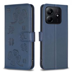 Kryty na mobil | Peňaženkové puzdro Embossing Pattern case Štvorlístky modré – Xiaomi Redmi Note 14 (4G) | Kryty na mobil