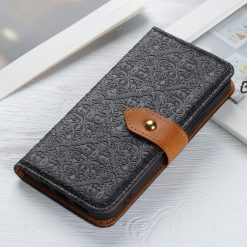 Kryty na mobil | Peňaženkové puzdro Embossing Pattern Kvety čierne – Xiaomi Redmi Note 14 Pro (4G) | Kryty na mobil