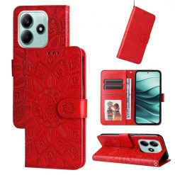 Peňaženkové puzdro Embossing Pattern Slnečnica červené – Xiaomi Redmi Note 14 5G | Kryty na mobil Kryty na mobil | Peňaženkové puzdro Embossing Pattern Slnečnica červené – Xiaomi Redmi Note 14 5G | Kryty na mobil