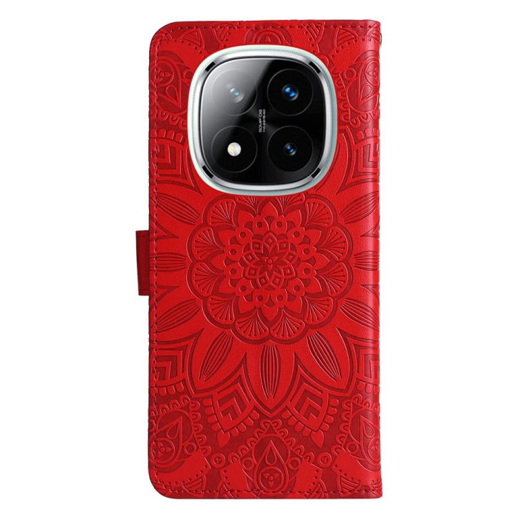 Peňaženkové puzdro Embossing Pattern Slnečnica červené – Xiaomi Redmi Note 14 Pro 5G | Kryty na mobil Kryty na mobil | Peňaženkové puzdro Embossing Pattern Slnečnica červené – Xiaomi Redmi Note 14 Pro 5G | Kryty na mobil