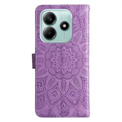 Kryty na mobil | Peňaženkové puzdro Embossing Pattern Slnečnica fialové – Xiaomi Redmi Note 14 5G | Kryty na mobil