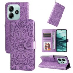 Kryty na mobil | Peňaženkové puzdro Embossing Pattern Slnečnica fialové – Xiaomi Redmi Note 14 5G | Kryty na mobil