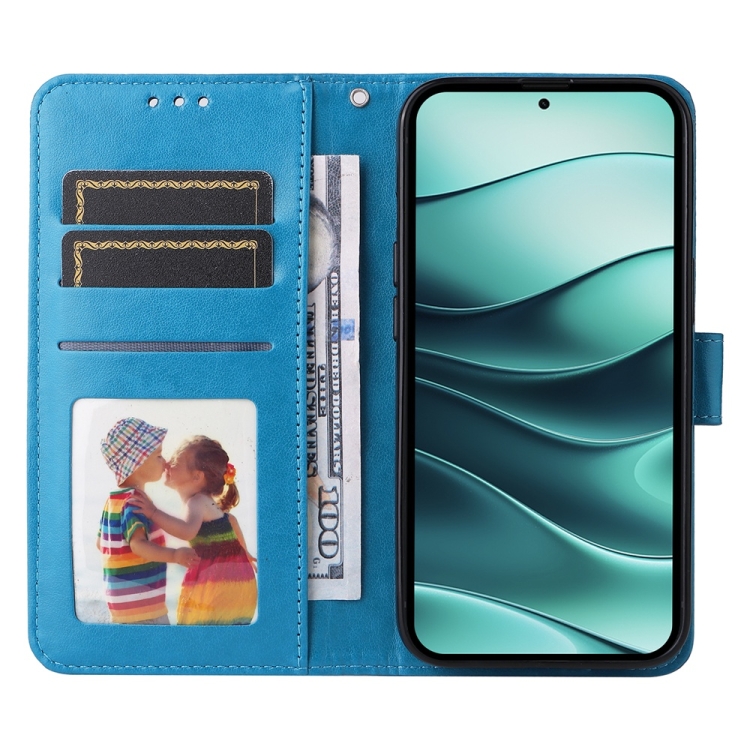 Peňaženkové puzdro Embossing Pattern Slnečnica modré – Xiaomi Redmi Note 14 5G | Kryty na mobil Kryty na mobil | Peňaženkové puzdro Embossing Pattern Slnečnica modré – Xiaomi Redmi Note 14 5G | Kryty na mobil