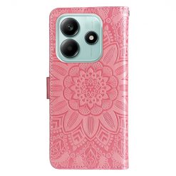 Kryty na mobil | Peňaženkové puzdro Embossing Pattern Slnečnica ružové – Xiaomi Redmi Note 14 5G | Kryty na mobil