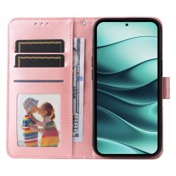 Kryty na mobil | Peňaženkové puzdro Embossing Pattern Slnečnica ružové – Xiaomi Redmi Note 14 5G | Kryty na mobil