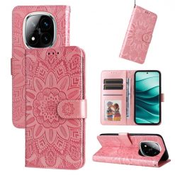 Kryty na mobil | Peňaženkové puzdro Embossing Pattern Slnečnica ružové – Xiaomi Redmi Note 14 Pro 5G | Kryty na mobil