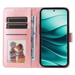 Kryty na mobil | Peňaženkové puzdro Embossing Pattern Slnečnica ružové – Xiaomi Redmi Note 14 Pro 5G | Kryty na mobil