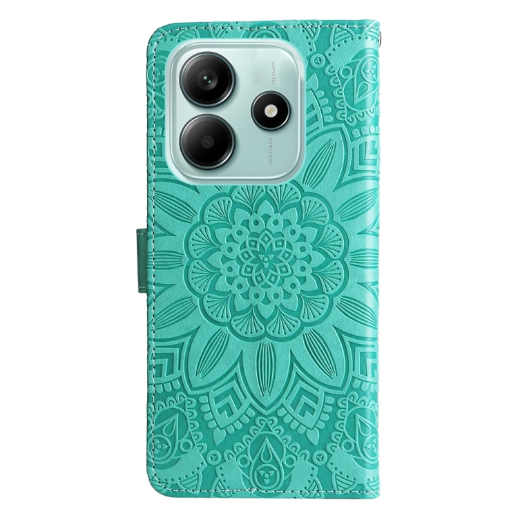 Peňaženkové puzdro Embossing Pattern Slnečnica zelené – Xiaomi Redmi Note 14 5G | Kryty na mobil Kryty na mobil | Peňaženkové puzdro Embossing Pattern Slnečnica zelené – Xiaomi Redmi Note 14 5G | Kryty na mobil