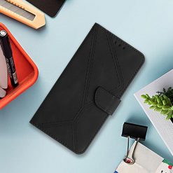 Kryty na mobil | Peňaženkové puzdro Embossing Pattern Stitchy case čierne – Xiaomi Redmi Note 14 (4G) | Kryty na mobil