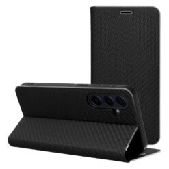 Knižkové puzdro Luna Carbon čierne – Samsung Galaxy A36 | Kryty na mobil Kryty na mobil | Knižkové puzdro Luna Carbon čierne – Samsung Galaxy A36 | Kryty na mobil