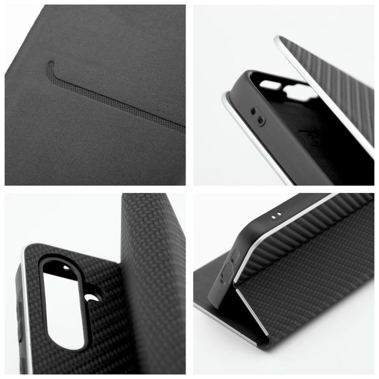 Knižkové puzdro Luna Carbon čierne – Samsung Galaxy A36 | Kryty na mobil Kryty na mobil | Knižkové puzdro Luna Carbon čierne – Samsung Galaxy A36 | Kryty na mobil