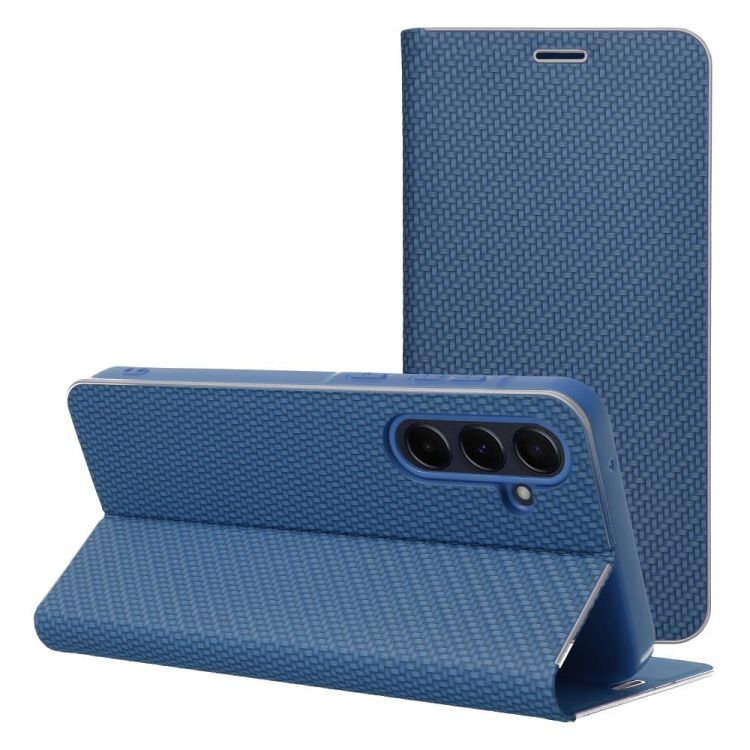 Knižkové puzdro Luna Carbon modré – Samsung Galaxy A26 | Kryty na mobil Kryty na mobil | Knižkové puzdro Luna Carbon modré – Samsung Galaxy A26 | Kryty na mobil