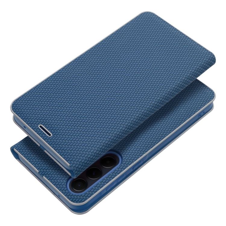 Knižkové puzdro Luna Carbon modré – Samsung Galaxy A26 | Kryty na mobil Kryty na mobil | Knižkové puzdro Luna Carbon modré – Samsung Galaxy A26 | Kryty na mobil
