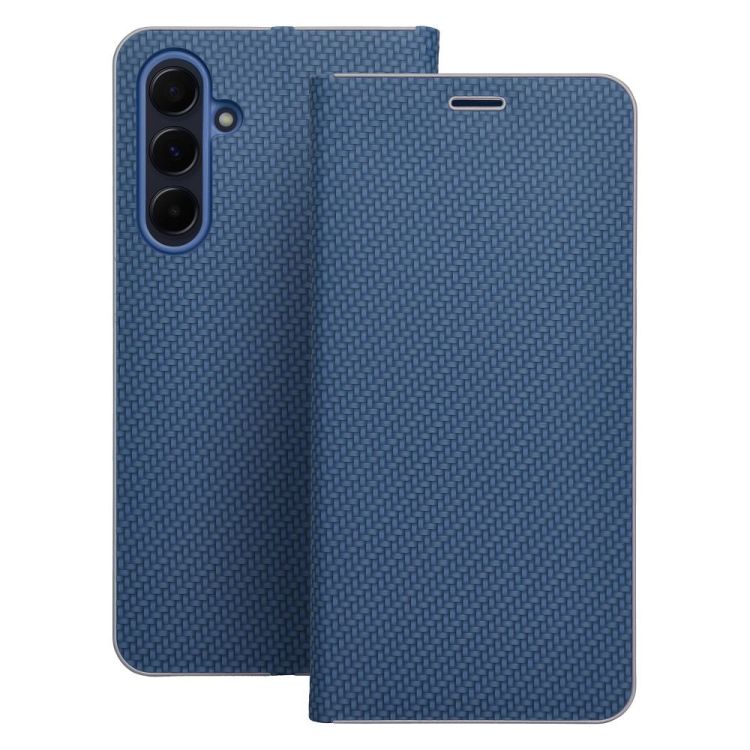 Knižkové puzdro Luna Carbon modré – Samsung Galaxy A26 | Kryty na mobil Kryty na mobil | Knižkové puzdro Luna Carbon modré – Samsung Galaxy A26 | Kryty na mobil